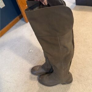 Brown leather over the knee boots